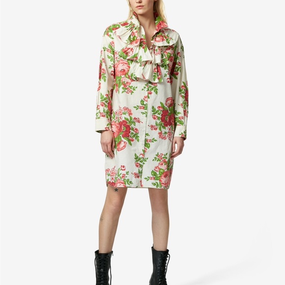 Vintage Betsey Johnson Cabbage Rose Shirt Dress - Picture 2 of 11